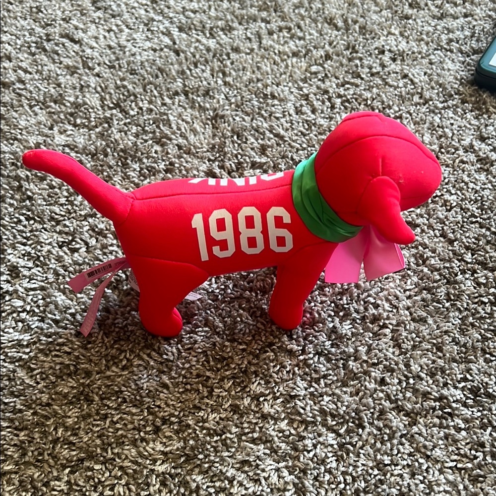 Red Dog Plush Toy with Bow Victoria’s Secret PINK